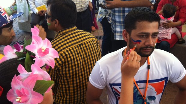 The Indian community wears its colours before Narendra Modi's address at Homebush on Monday.