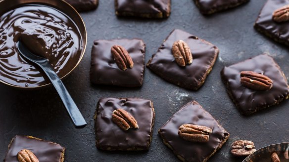 Chocolate pecan biscuits from Chocolate by Kirsten Tibballs (Murdoch Books, $49.95).