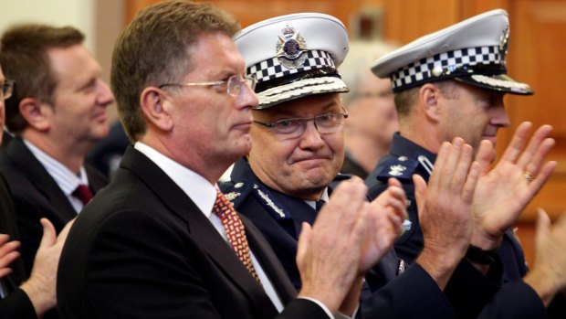 Then Premier Ted Baillieu and Police Commissioner Ken Lay at a PSO graduation ceremony.
