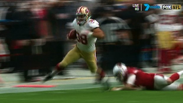 Electrifying: Jarryd Hayne in action against the Cardinals.