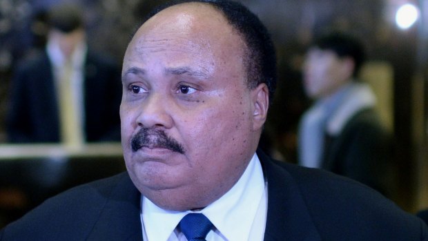 Martin Luther King III in the lobby of Trump Tower.