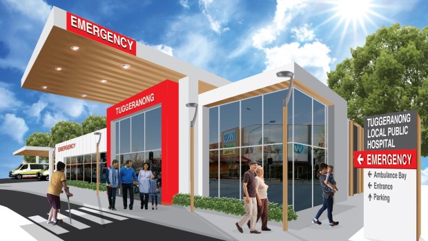 An artists impression of the local public hospital in Tuggeranon, as proposed by the Canberra Liberals.