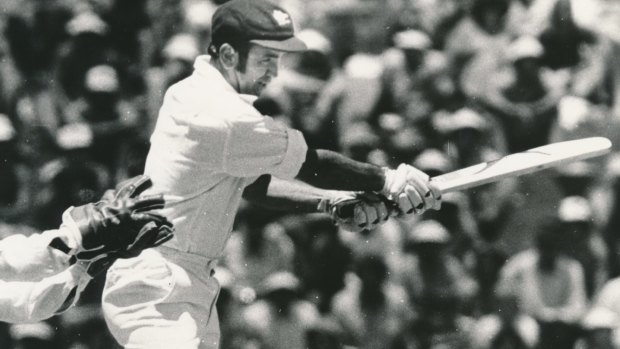 Bob Simpson batting against India in 1978.