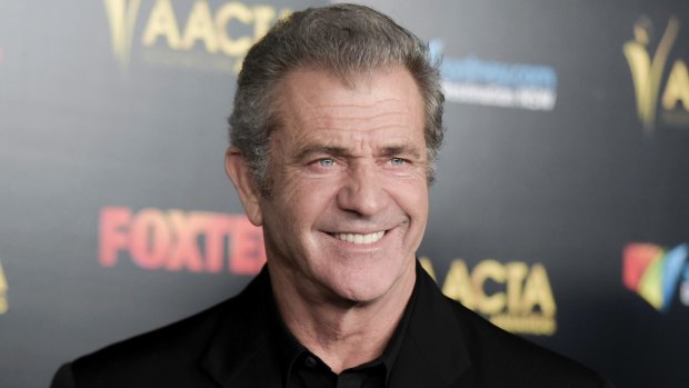 Giddy: Mel Gibson attends the AACTA International Awards in Los Angeles earlier this month. 