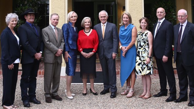 The Turnbulls with Australian of the Year finalists on Monday at The Lodge, Canberra.