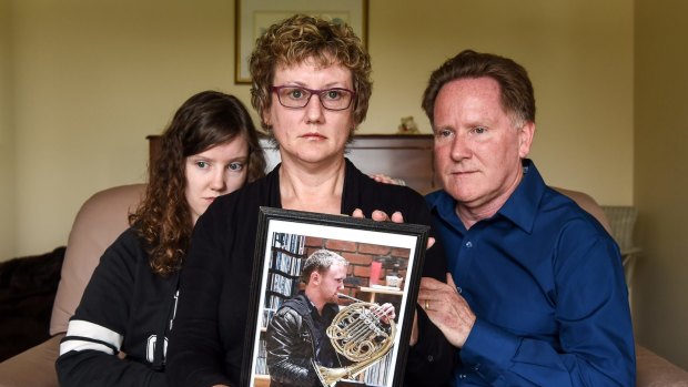Michael, Kerry and Belinda Cooke who lost their son and twin sibling Ryan in a motorcycle crash earlier this year.