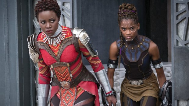 Black Panther's Nakia (Lupita Nyong'o) and Shuri (Letitia Wright).