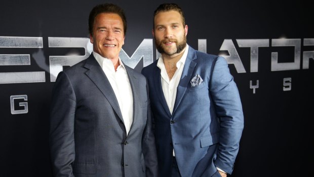 Arnold Schwarzenegger and Australian actor Jai Courtney at a <i>Terminator: Genisys</i> preview in Sydney earlier this month.