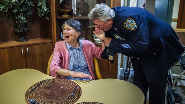 The moment Detective Howard Shank of the NYPD surprised Berenice Benson at her nursing home.