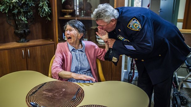 The moment Detective Howard Shank of the NYPD surprised Berenice Benson at her nursing home.