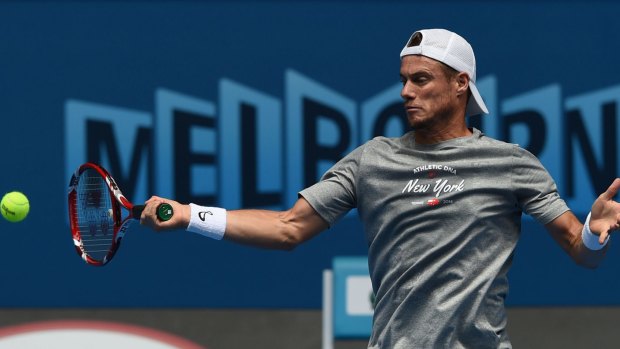 Still hopeful: Lleyton Hewitt during a practice session.