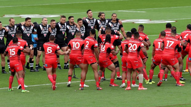 Cultural exchange: New Zealand and Tonga face off before their amazing clash.