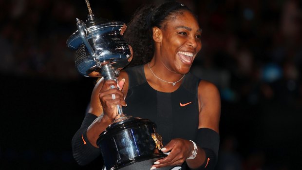 Serena Williams with the Daphne Akhurst Trophy.