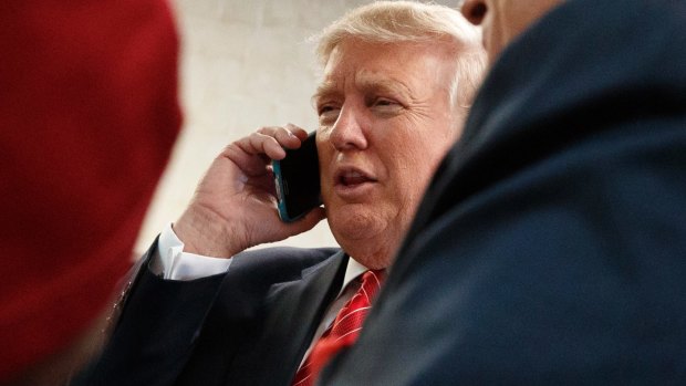 Donald Trump on the phone during the US presidential campaign.