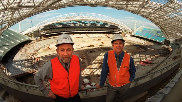 Ed Obiala during construction of Olympic Stadium, now ANZ, in 1998.