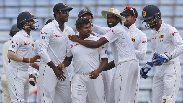 Rangana Herath is the centre of attention after dismissing David Warner.