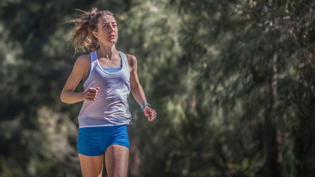 21 year old Canberra girl Leanne Pompeani just won silver at National Cross Country now eyeing Commonwealth games ahead of CT fun run. Photo by Karleen Minney.