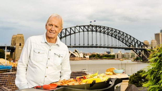 Paul Hogan at the Milson's Point barbecue in aid of cancer research. 