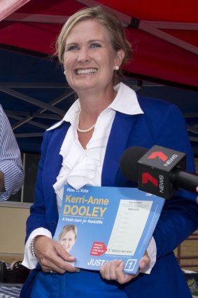 Kerri-anne Dooley campaigning on the day of the Redcliffe byelection.