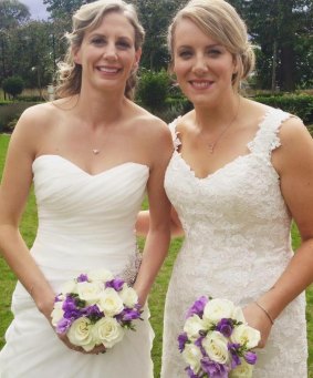 Jo and Sophie, the aunties who married in Britain. Their faces ached from smiling on their big day.