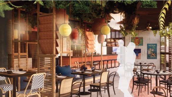 An artist's impression of Jerry Mai's Glen Waverley beer hall, Bia Hoi, which will open on August 1.