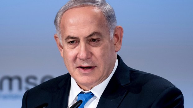 Israel's Prime Minister Benjamin Netanyahu, delivers a speech during the International Security Conference in Munich.