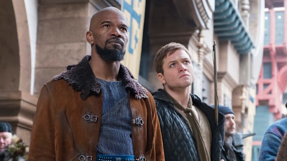 Jamie Foxx and Taron Egerton in Robin Hood.