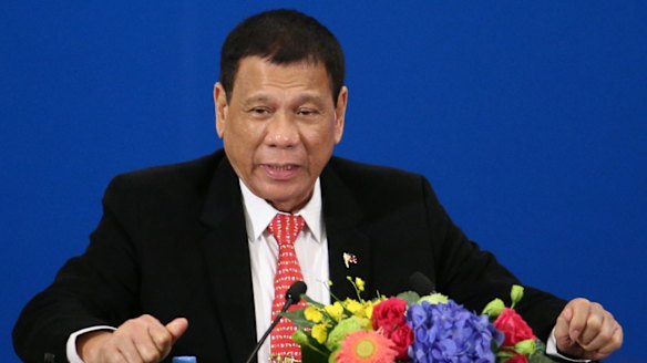 Philippine President Rodrigo Duterte tells an audience at the Great Hall of the People in Beijing that he is breaking away from the US.