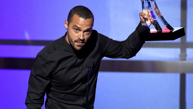 Honoree Jesse Williams accepts the Humanitarian Award onstage during the 2016 BET Awards.