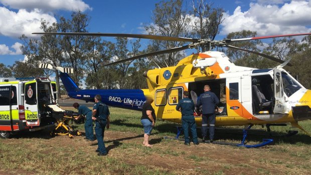 The victim was stabilised by local paramedics before being airlifted to hospital.