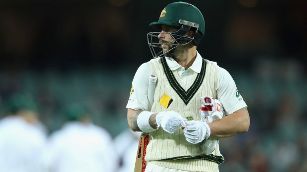 Disappointing return: Matthew Wade's first Test innings in three years 