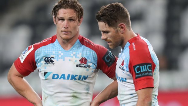 Waratahs skipper Michael Hooper (left) says after last year's dismal efforts the team can only look forward.