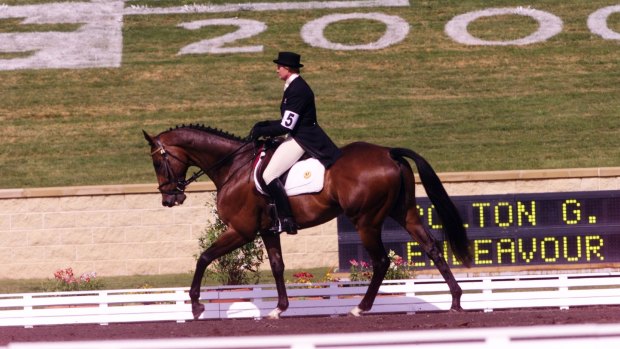 Gillian Rolton rides Endeavour in the dressage arena during an international three-day event at Horsley Park. 