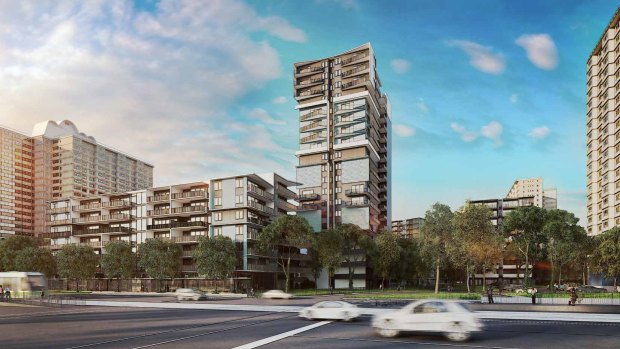 Apartments that would be built on land between the existing Flemington public housing towers. 