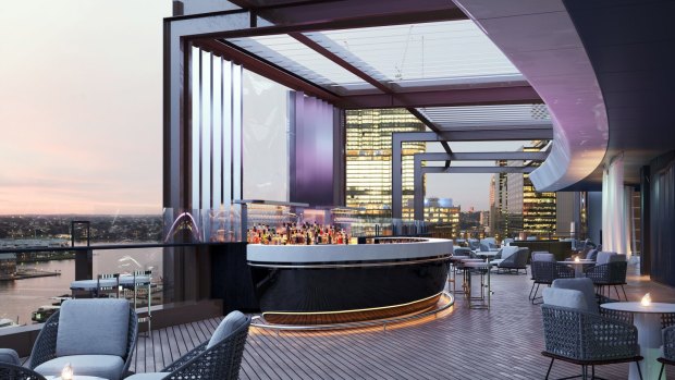 Designed by Cox Architecture, the hotel's big "wow" factor is the rooftop bar – the CBD's only premium hotel rooftop bar with views of Darling Harbour that is open to the public. 