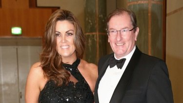 Peta Credlin and Brian Loughnane arrive for the Midwinter Ball at Parliament House in June.