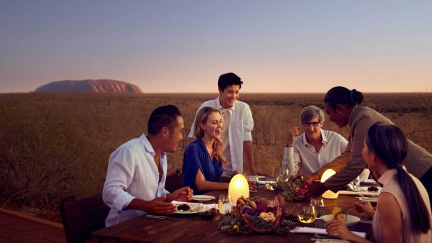 Couples or honeymooners can experience desert dining at Tali Wiru with Ayers Rock Resort.