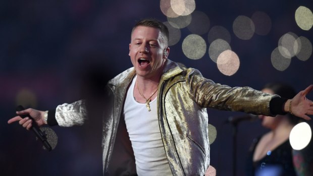 US artist Macklemore pranced and danced on to the stage, the crowd erupted.