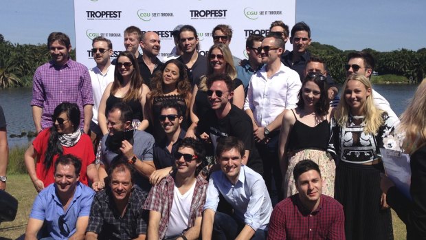 Delighted ... this year's Tropfest finalists at the announcement in Centennial Park that the festival is back on. 

