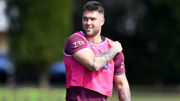 Family club: Sea Eagles player Curtis Sironen at training.