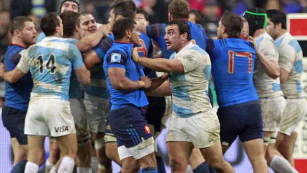 Tempers flare during the fiery encounter at Stade de France.