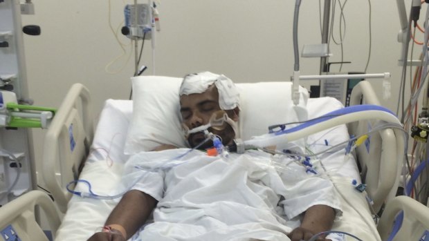 Victim Vineshwar Pal remains in a coma three weeks after an assault in Parramatta in November.