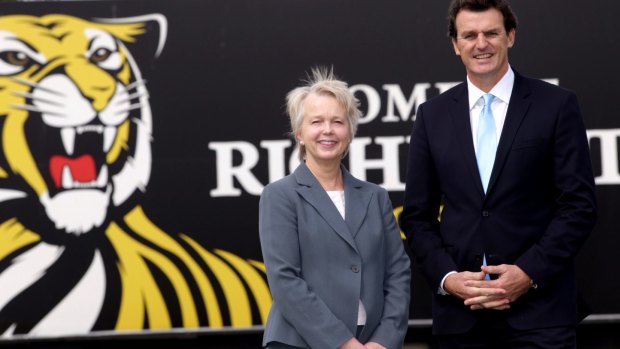Hunted: Tigers president Peggy O'Neal, with CEO Brendan Gale.