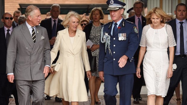 Prince Charles and the Duchess of Cornwall with police commisioner Andrew Scipione and his wife, Joy.