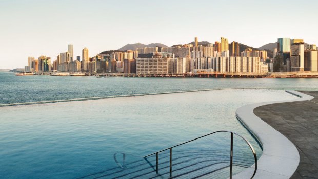 A morning swim  harbourside is a great way to start the day at Kerry Hotel Hong Kong.