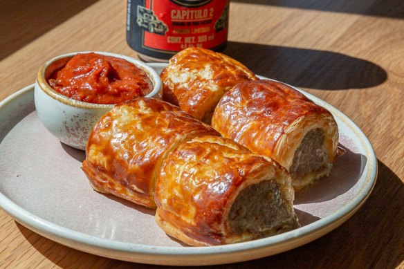 The Prince Hotel's sausage rolls with homemade tomato sauce. 