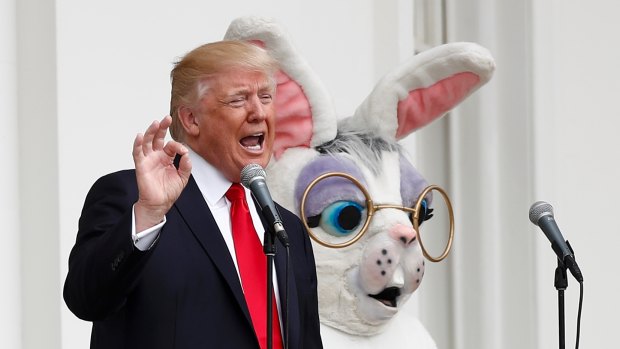 US President Donald Trump and the Easter Bunny.