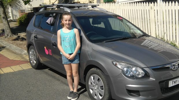 Nine-year-old Ella Crabb earns a percentage of her Dad's Car Next Door earning made by renting the family's West End car.