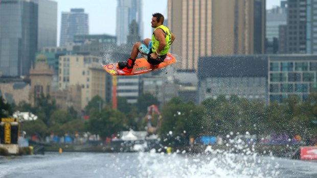 Wakeboarder Dean Smith aims high in the Moomba Masters.