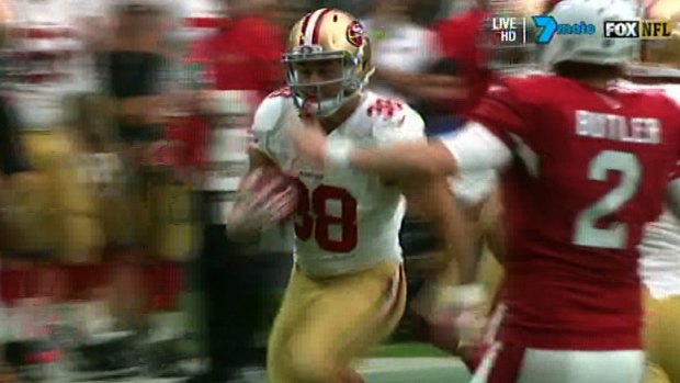 Slippery: Former Eel Jarryd Hayne darts down the touchline on his way to a highlight reel play.